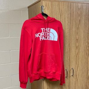 Red North Face hoodie